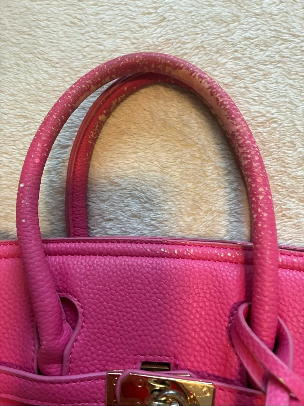 Pink Structured Leather Satchel Handbag Designer Inspired